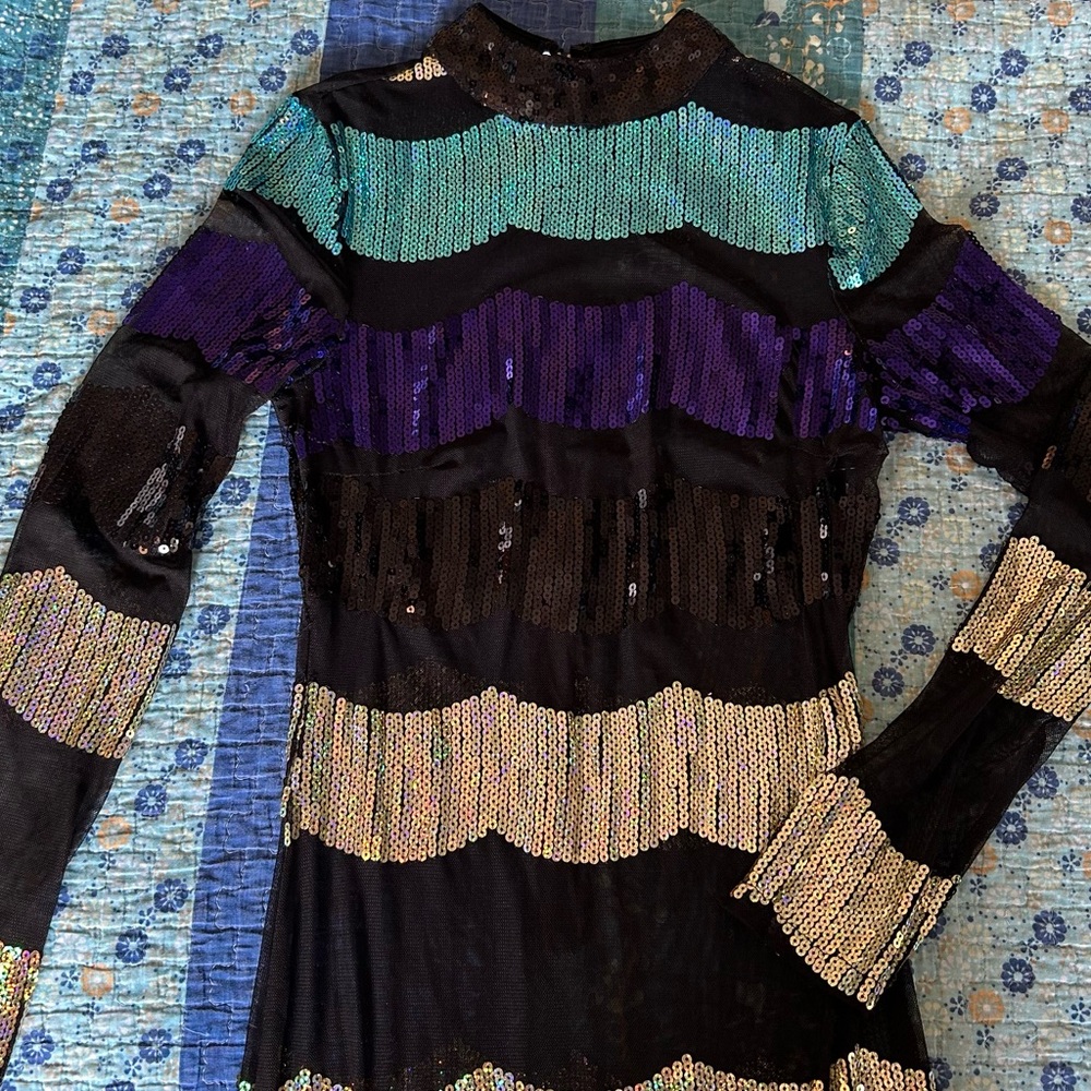 Multicolor Sequin Long Sleeve Dress